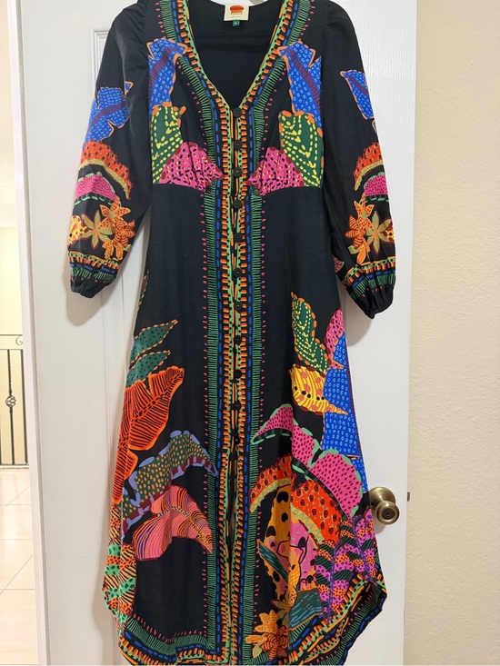 FARM Rio Dresses & Skirts - FARM Rio Black Maxi Dress with Neon Floral Patchwork